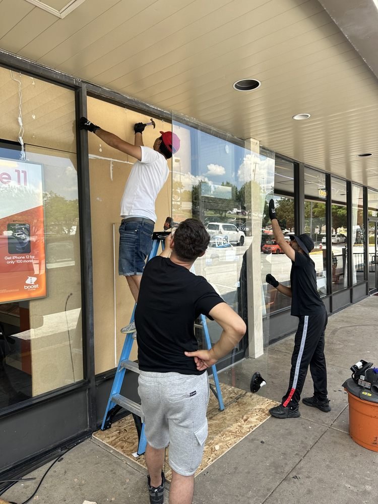Commercial storefront glass installation by All Glass Worx