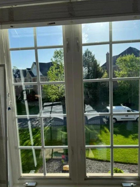 Casement window — new insulated glass unit installed